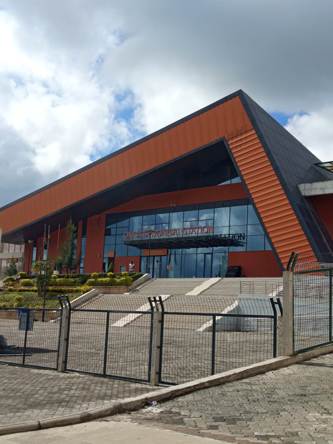 A clear, wide shot of the Ongata Rongai Station for the Standard Gauge Railway (SGR)